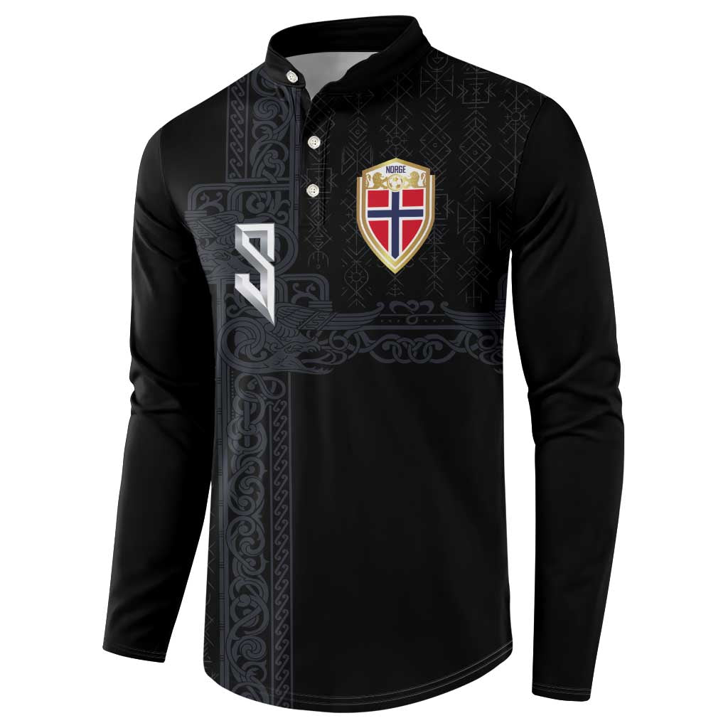 Custom Norwegian Football Button Sweatshirt Norse Inspired Black Color - Wonder Print Shop