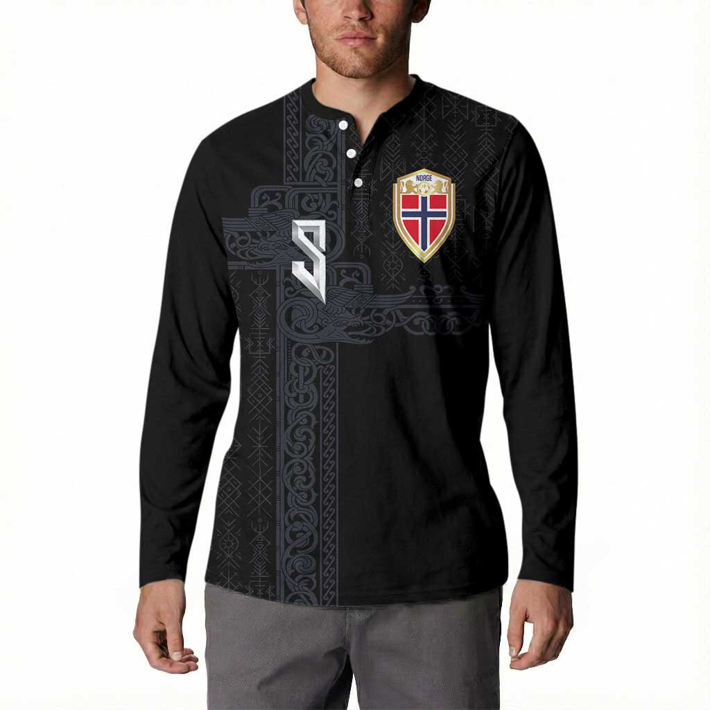 Custom Norwegian Football Button Sweatshirt Norse Inspired Black Color - Wonder Print Shop