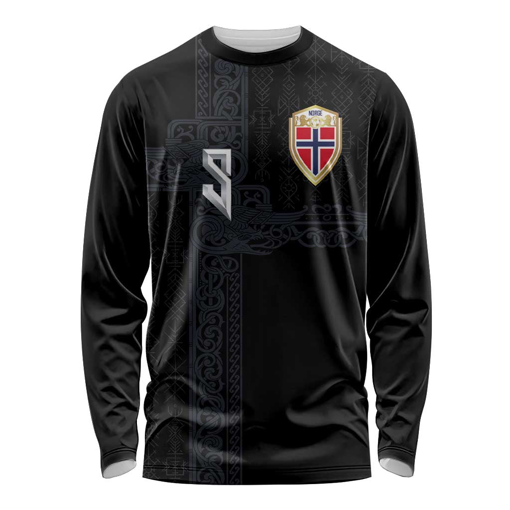Custom Norwegian Football Long Sleeve Shirt Norse Inspired Black Color - Wonder Print Shop