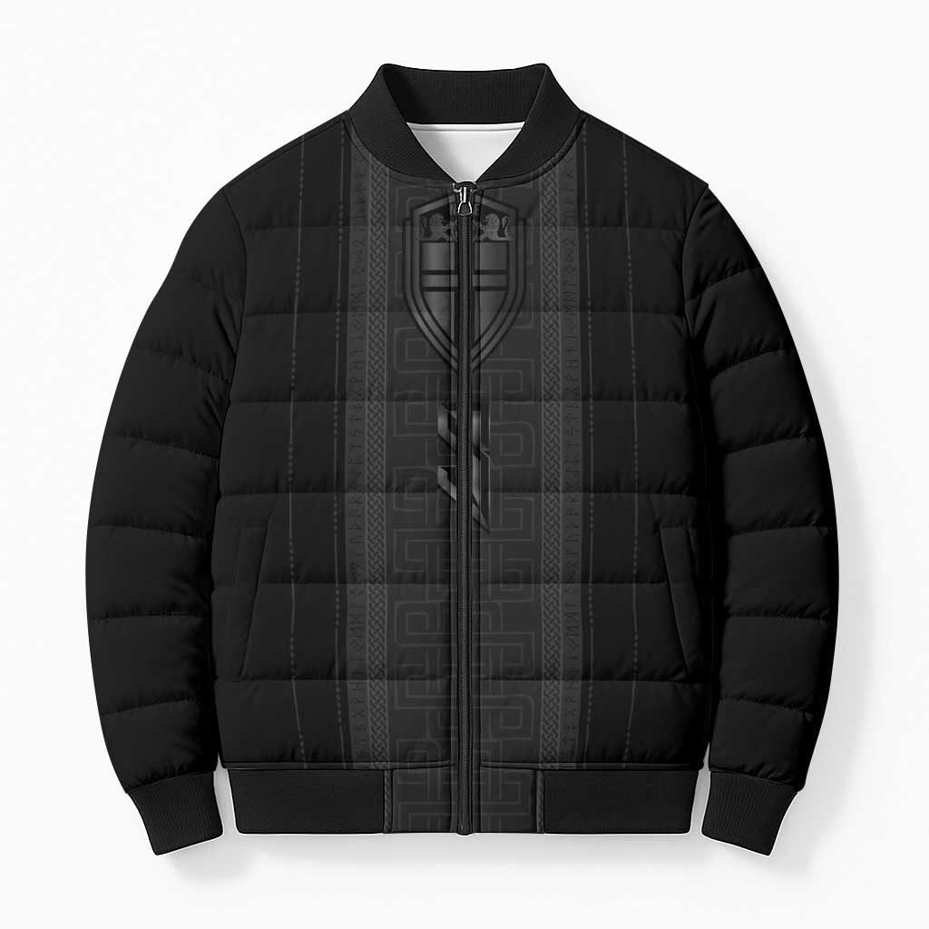 Custom Norwegian Football Bomber Puffer Jacket Runic and Nordic Motifs - Wonder Print Shop