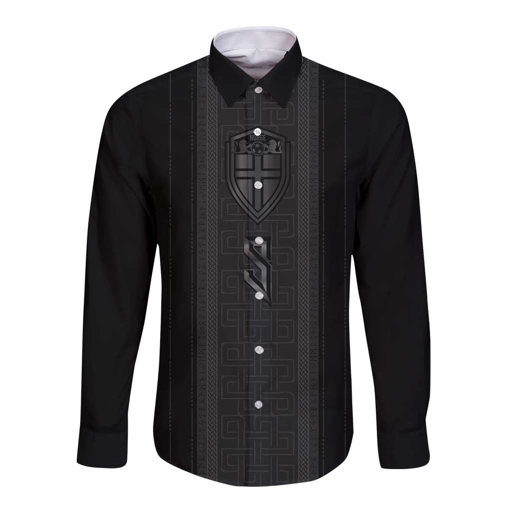 Custom Norwegian Football Long Sleeve Button Shirt Runic and Nordic Motifs - Wonder Print Shop