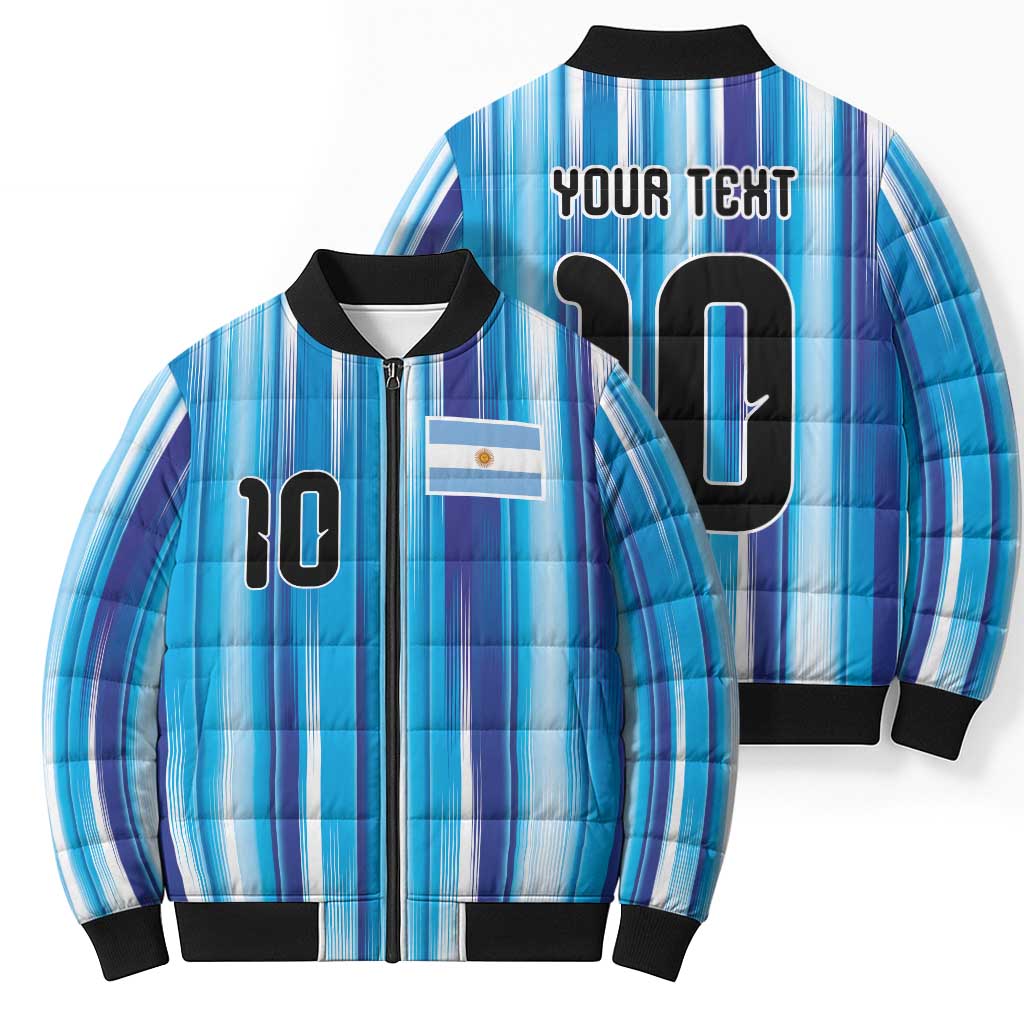 Custom Argentina Football Bomber Puffer Jacket La Albiceleste 2026 - Wonder Print Shop