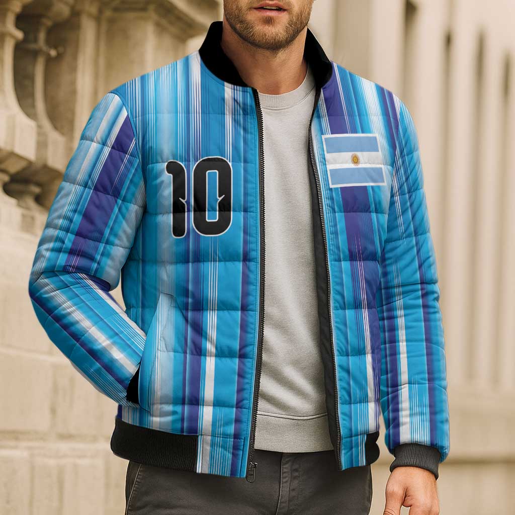 Custom Argentina Football Bomber Puffer Jacket La Albiceleste 2026 - Wonder Print Shop