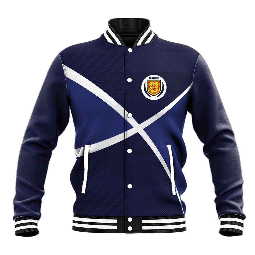 Custom Scotland Football Baseball Jacket Tartan Patchwork Pattern Scottish Saltire Flag Style