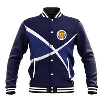 Custom Scotland Football Baseball Jacket Tartan Patchwork Pattern Scottish Saltire Flag Style