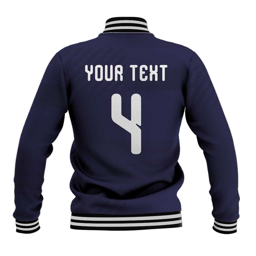 Custom Scotland Football Baseball Jacket Tartan Patchwork Pattern Scottish Saltire Flag Style