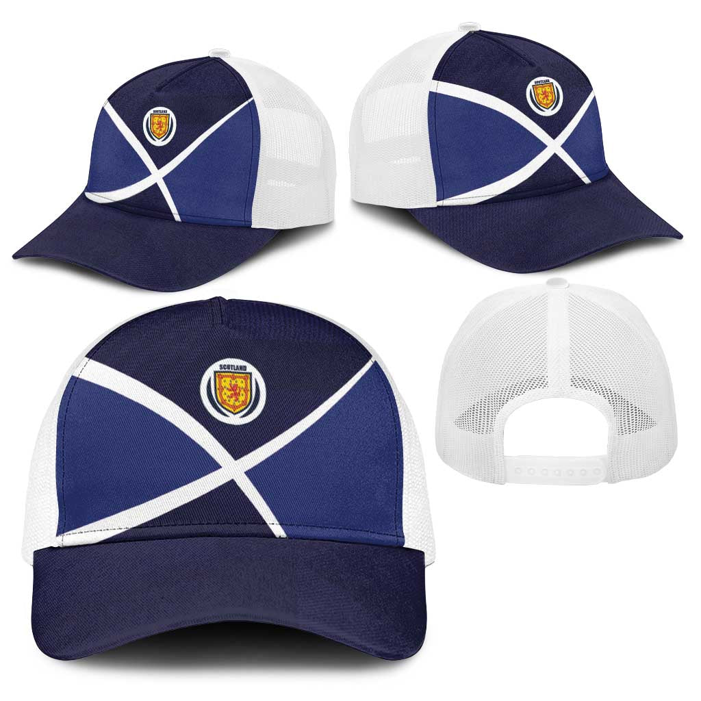 Scotland Football Baseball Net Cap Tartan Patchwork Pattern Scottish Saltire Flag Style