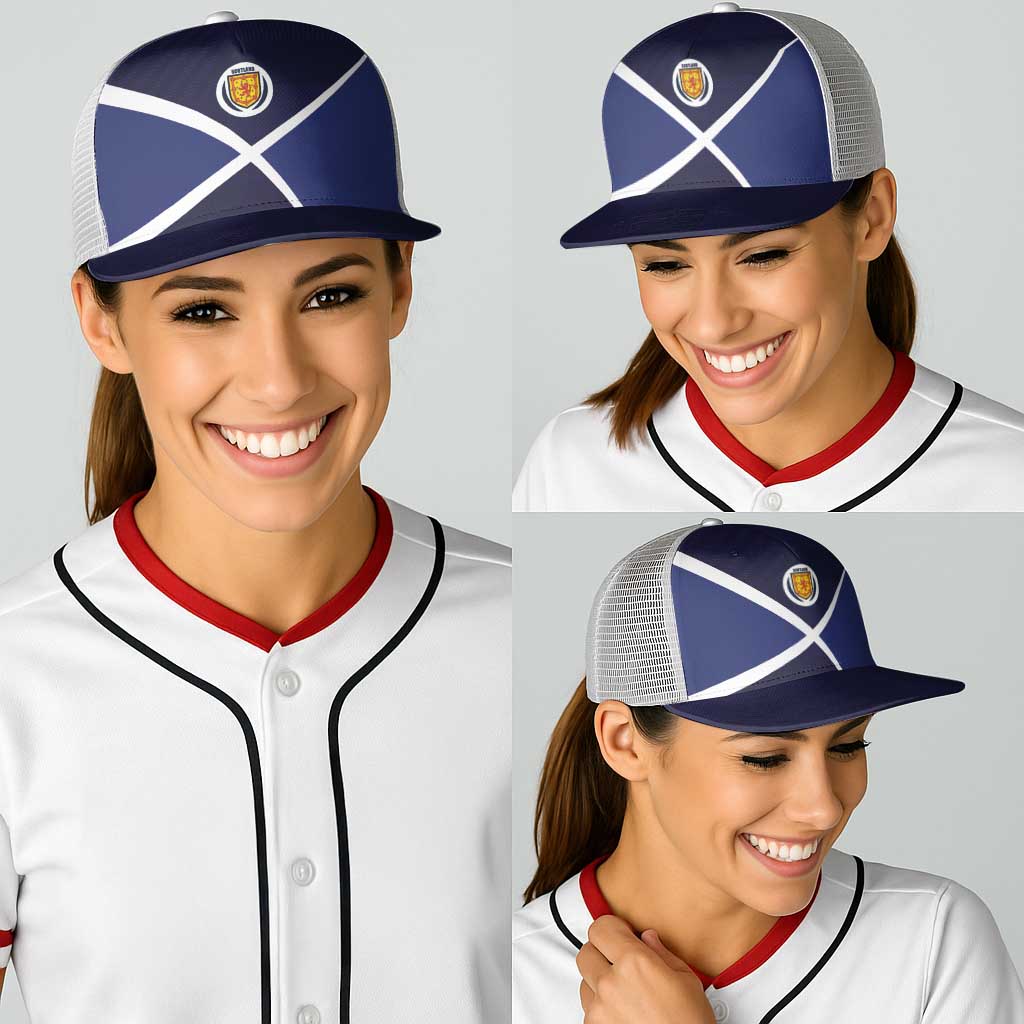 Scotland Football Baseball Net Cap Tartan Patchwork Pattern Scottish Saltire Flag Style
