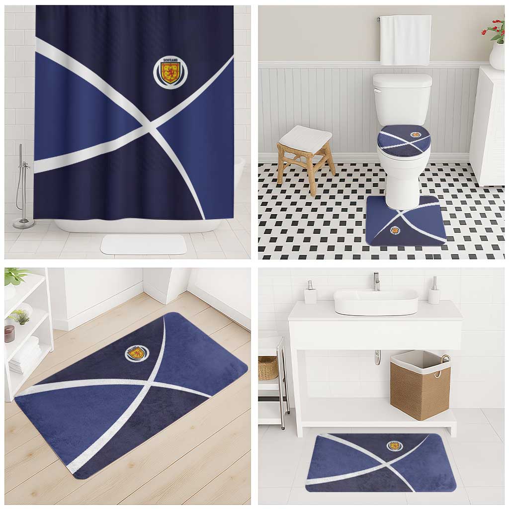 Scotland Football Bathroom Set Tartan Patchwork Pattern Scottish Saltire Flag Style
