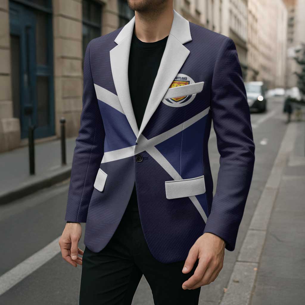 Custom Scotland Football Blazer Tartan Patchwork Pattern Scottish Saltire Flag Style