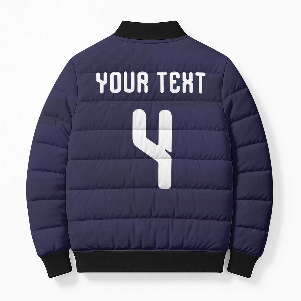 Custom Scotland Football Bomber Puffer Jacket Tartan Patchwork Pattern Scottish Saltire Flag Style