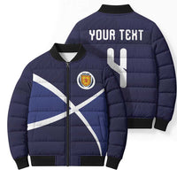 Custom Scotland Football Bomber Puffer Jacket Tartan Patchwork Pattern Scottish Saltire Flag Style