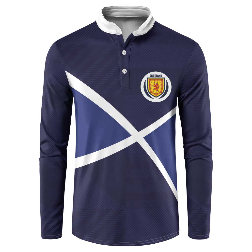 Custom Scotland Football Button Sweatshirt Tartan Patchwork Pattern Scottish Saltire Flag Style