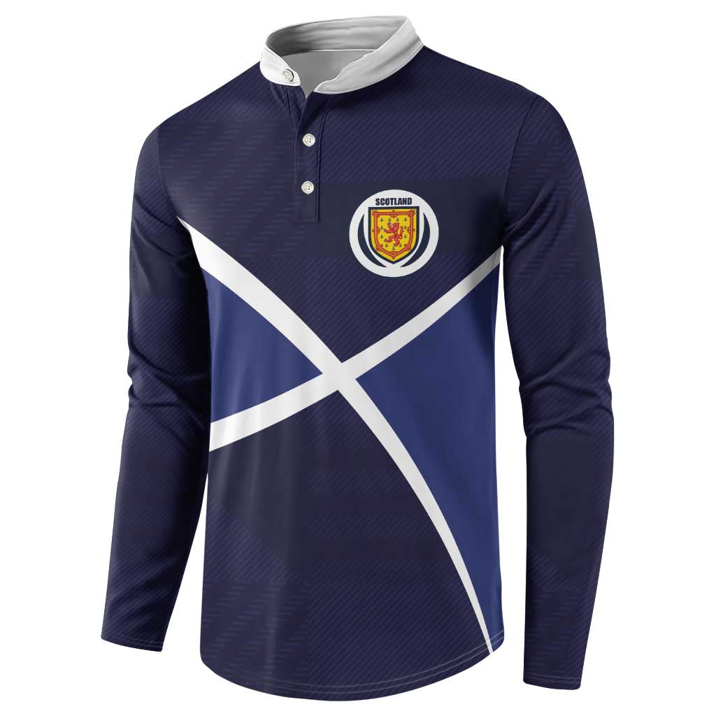 Custom Scotland Football Button Sweatshirt Tartan Patchwork Pattern Scottish Saltire Flag Style