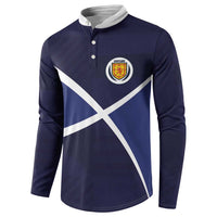 Custom Scotland Football Button Sweatshirt Tartan Patchwork Pattern Scottish Saltire Flag Style