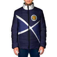 Custom Scotland Football Padded Jacket Tartan Patchwork Pattern Scottish Saltire Flag Style