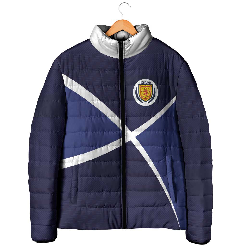 Custom Scotland Football Padded Jacket Tartan Patchwork Pattern Scottish Saltire Flag Style