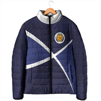 Custom Scotland Football Padded Jacket Tartan Patchwork Pattern Scottish Saltire Flag Style