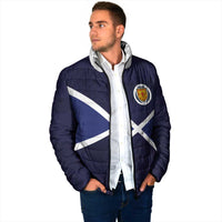 Custom Scotland Football Padded Jacket Tartan Patchwork Pattern Scottish Saltire Flag Style