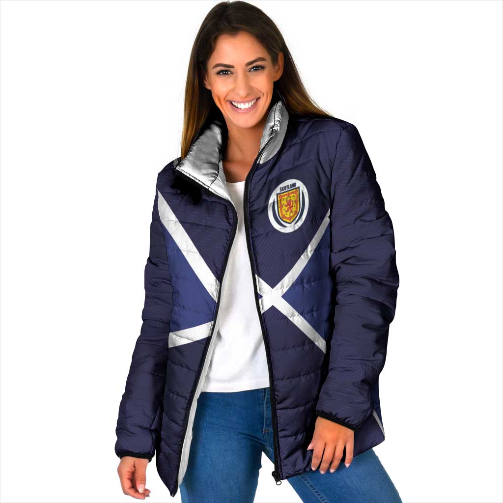 Custom Scotland Football Padded Jacket Tartan Patchwork Pattern Scottish Saltire Flag Style
