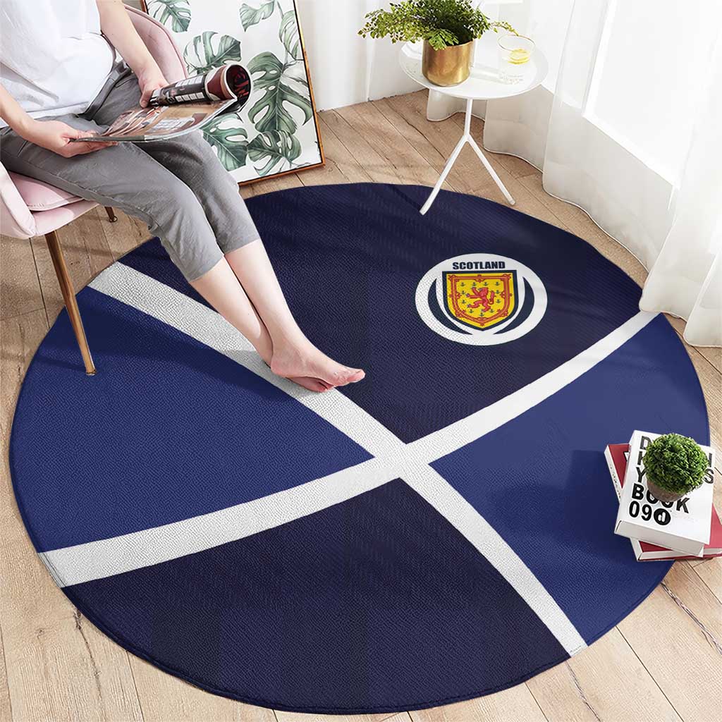 Scotland Football Round Carpet Tartan Patchwork Pattern Scottish Saltire Flag Style