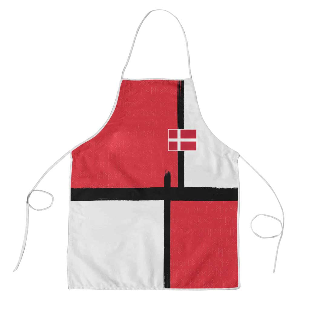 Denmark Football Apron White Grunge Line and Rune Inspired Sporty Style