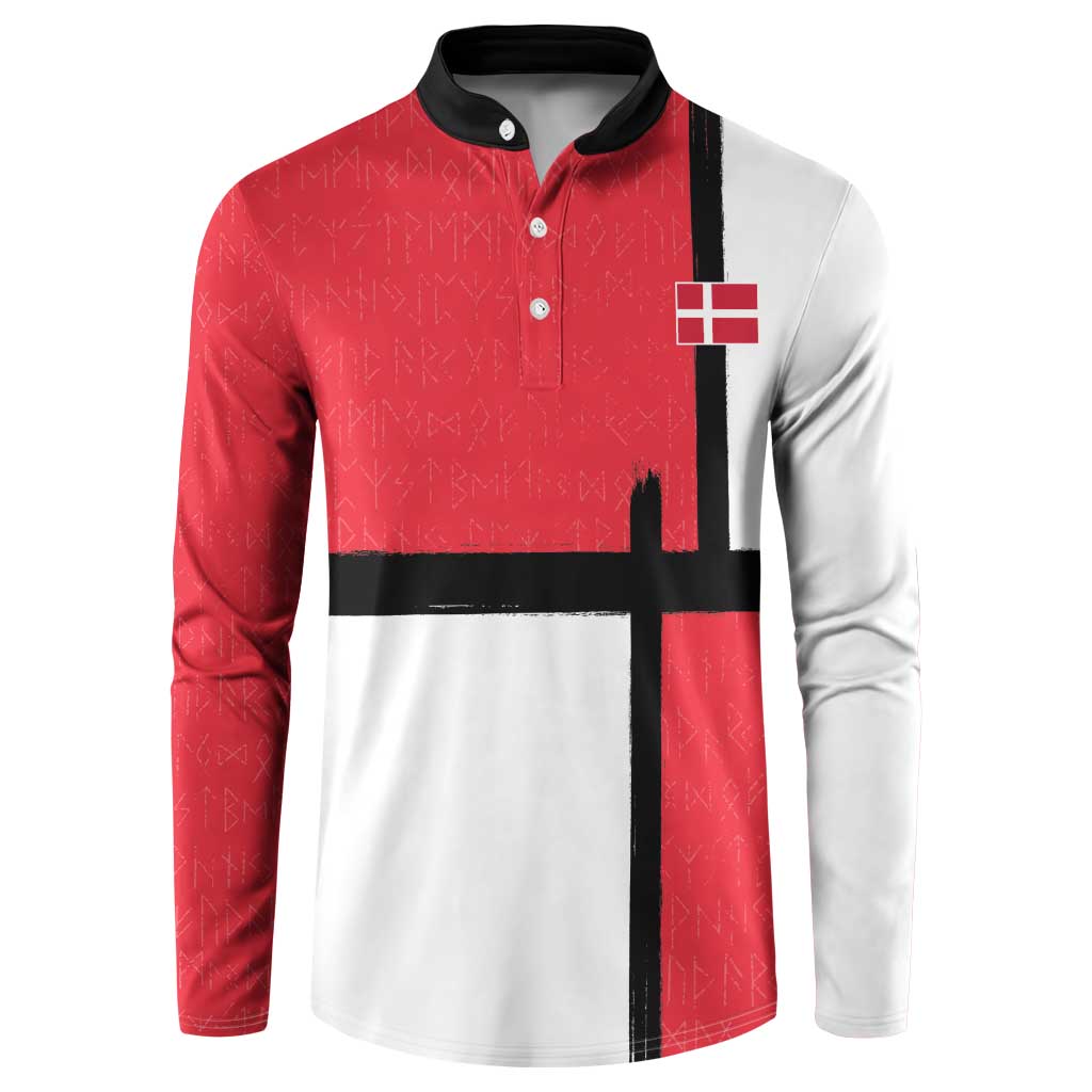 Custom Denmark Football Button Sweatshirt White Grunge Line and Rune Inspired Sporty Style