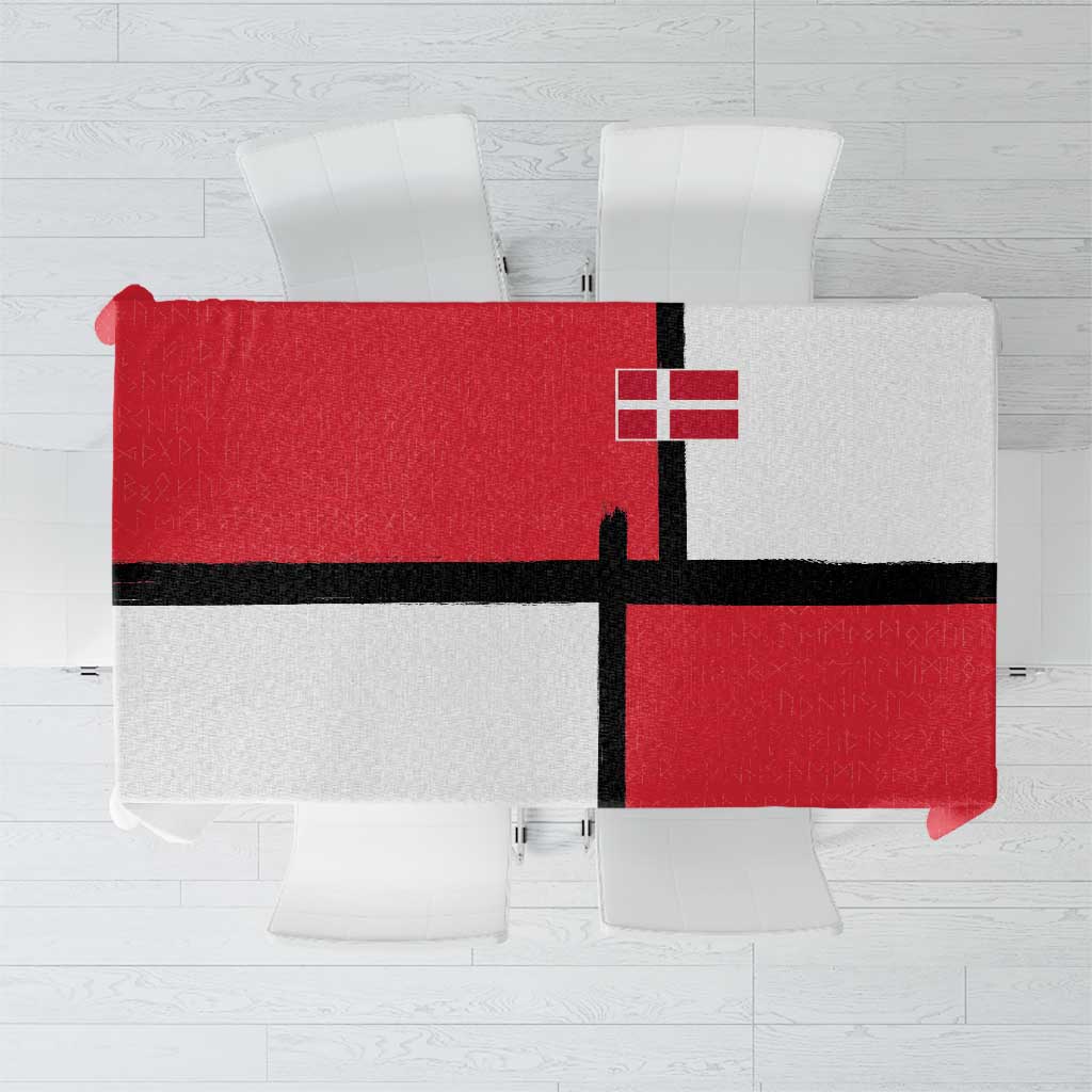 Denmark Football Tablecloth White Grunge Line and Rune Inspired Sporty Style