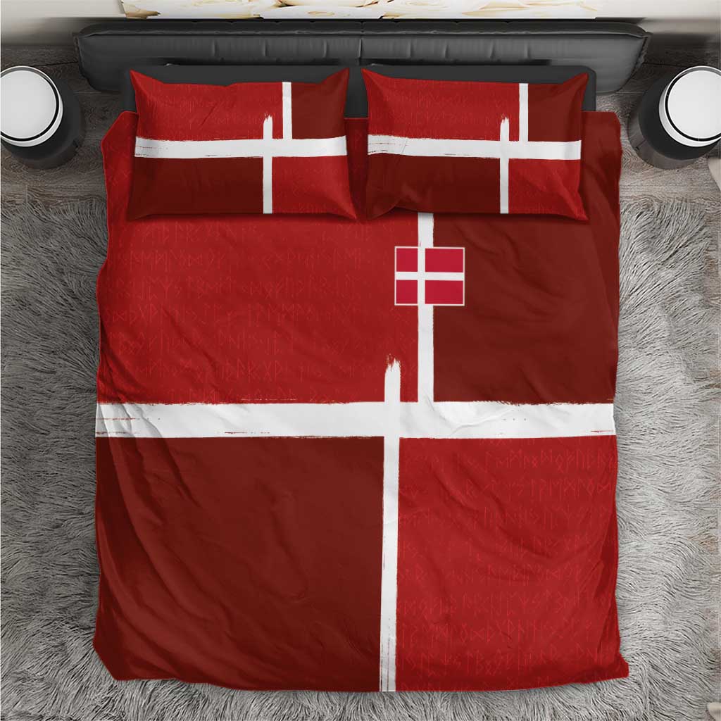 Denmark Football Bedding Set Black Grunge Line and Rune Inspired Sporty Style