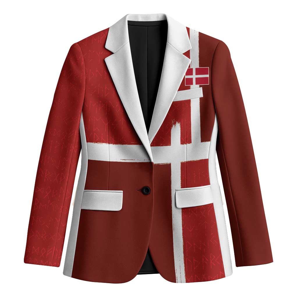 Custom Denmark Football Blazer Black Grunge Line and Rune Inspired Sporty Style