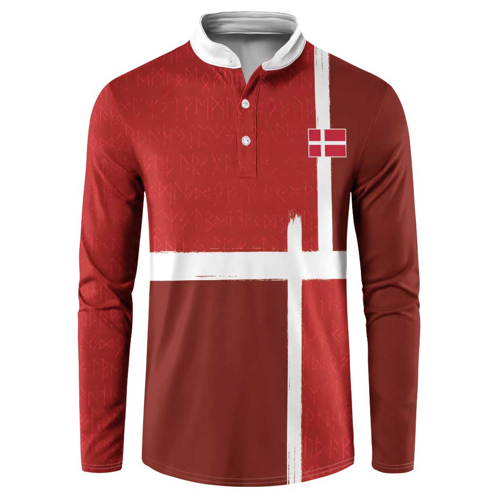 Custom Denmark Football Button Sweatshirt Black Grunge Line and Rune Inspired Sporty Style