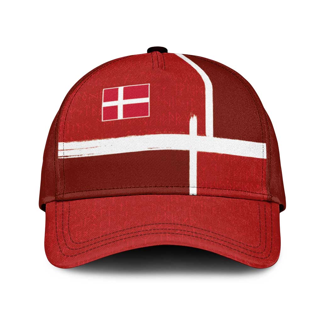 Denmark Football Classic Cap Black Grunge Line and Rune Inspired Sporty Style