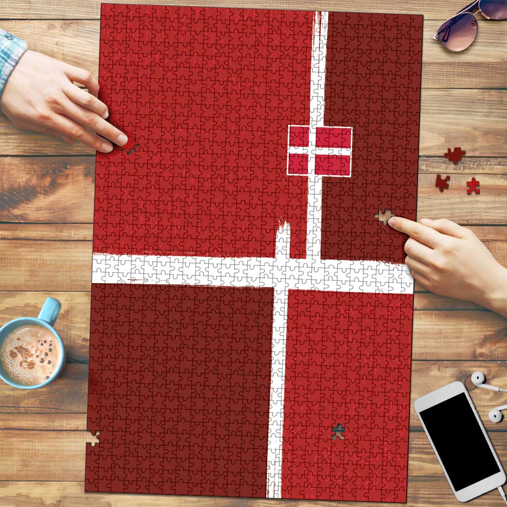 Denmark Football Puzzle Black Grunge Line and Rune Inspired Sporty Style