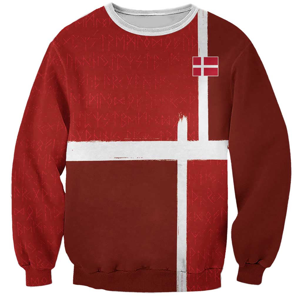 Custom Denmark Football Sweatshirt Black Grunge Line and Rune Inspired Sporty Style