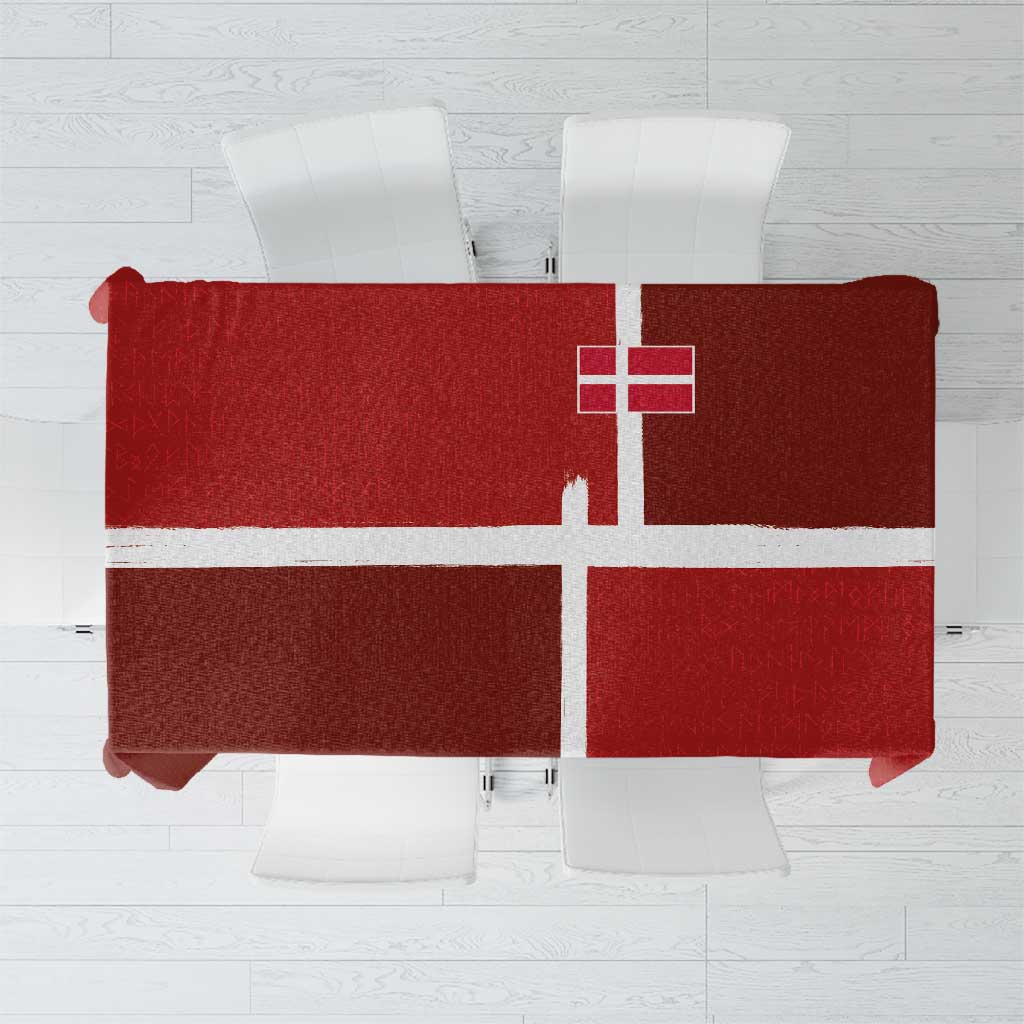 Denmark Football Tablecloth Black Grunge Line and Rune Inspired Sporty Style