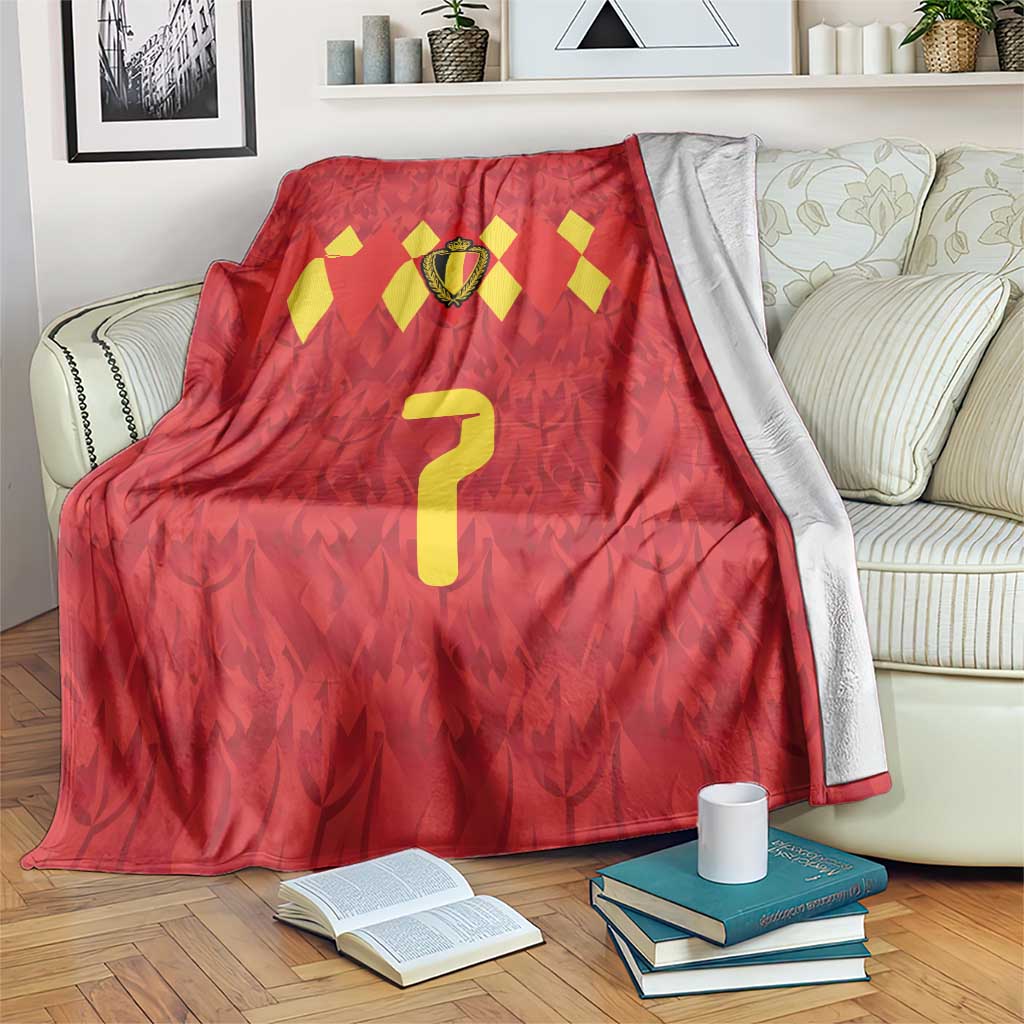 Custom Belgium Football Blanket Fiery Devil Motif