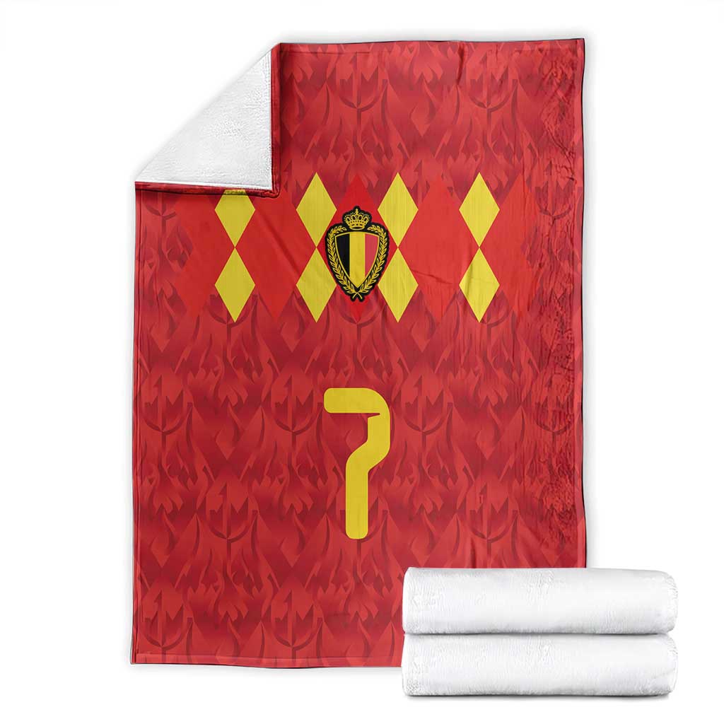 Custom Belgium Football Blanket Fiery Devil Motif