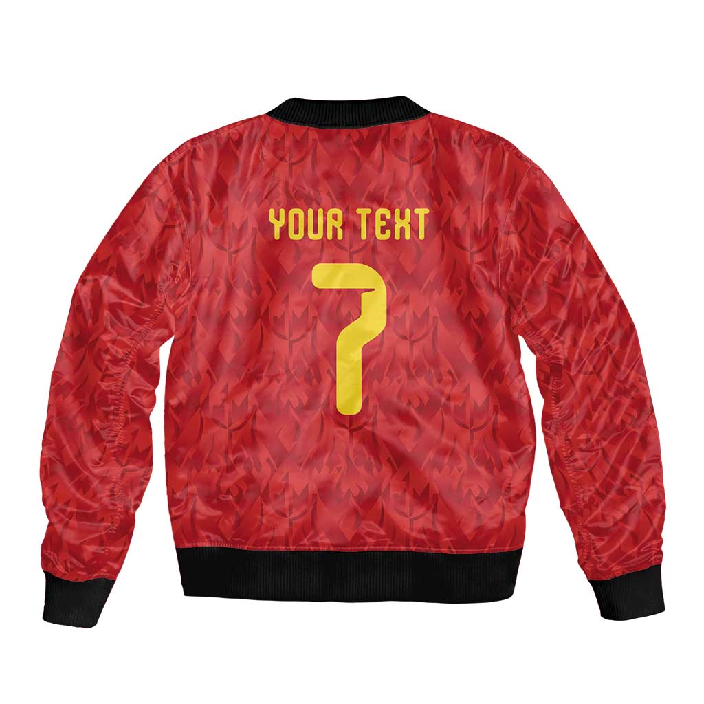 Custom Belgium Football Bomber Jacket Fiery Devil Motif