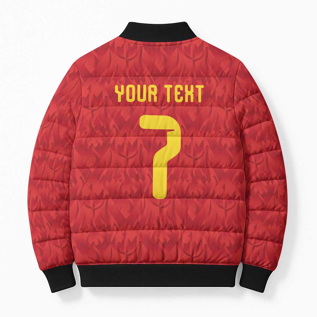 Custom Belgium Football Bomber Puffer Jacket Fiery Devil Motif