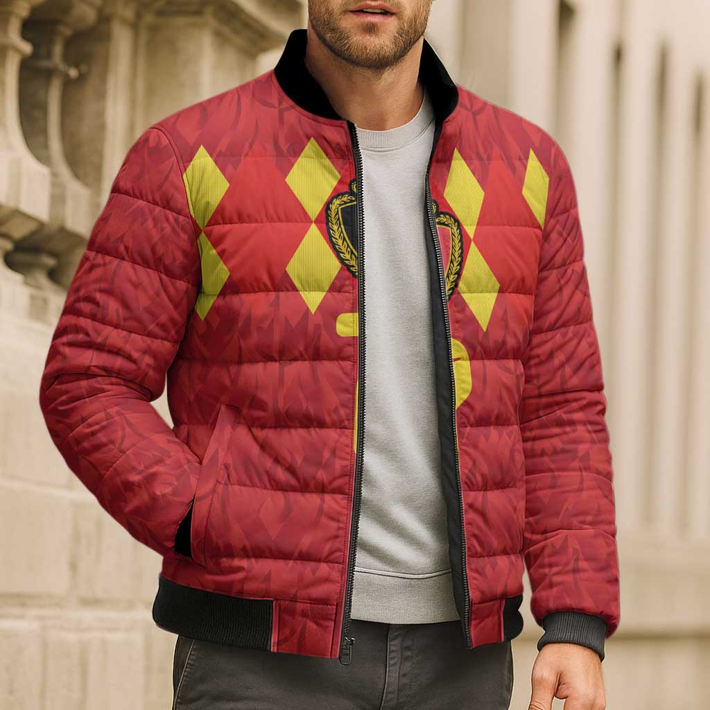Custom Belgium Football Bomber Puffer Jacket Fiery Devil Motif