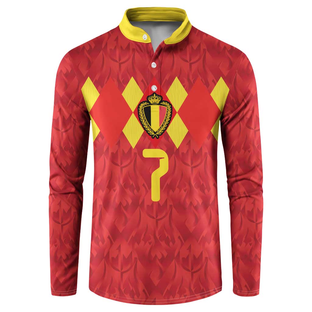 Custom Belgium Football Button Sweatshirt Fiery Devil Motif