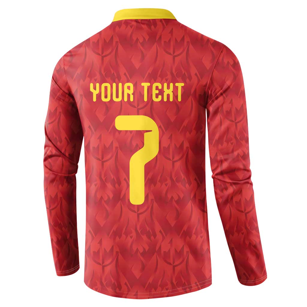 Custom Belgium Football Button Sweatshirt Fiery Devil Motif