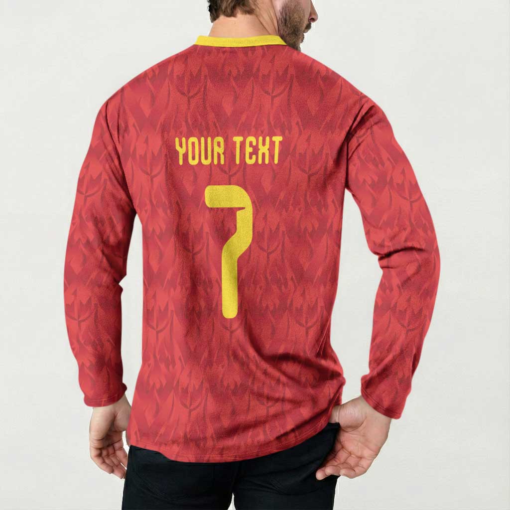 Custom Belgium Football Button Sweatshirt Fiery Devil Motif