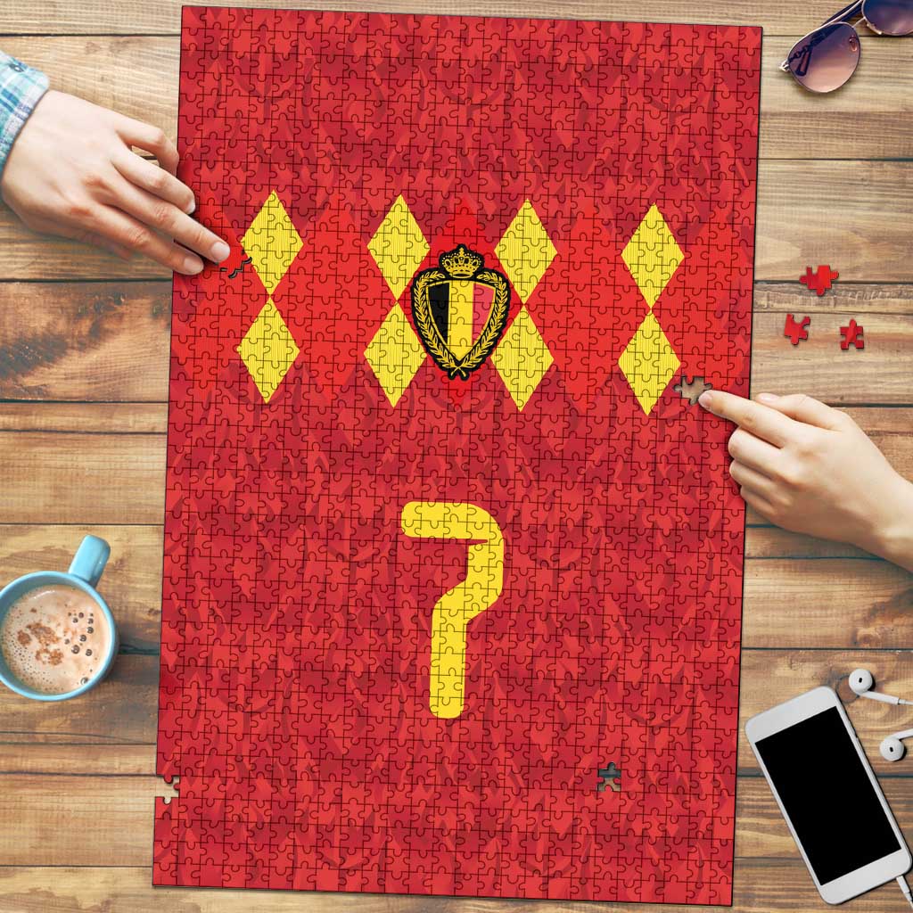 Custom Belgium Football Puzzle Fiery Devil Motif