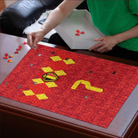 Custom Belgium Football Puzzle Fiery Devil Motif