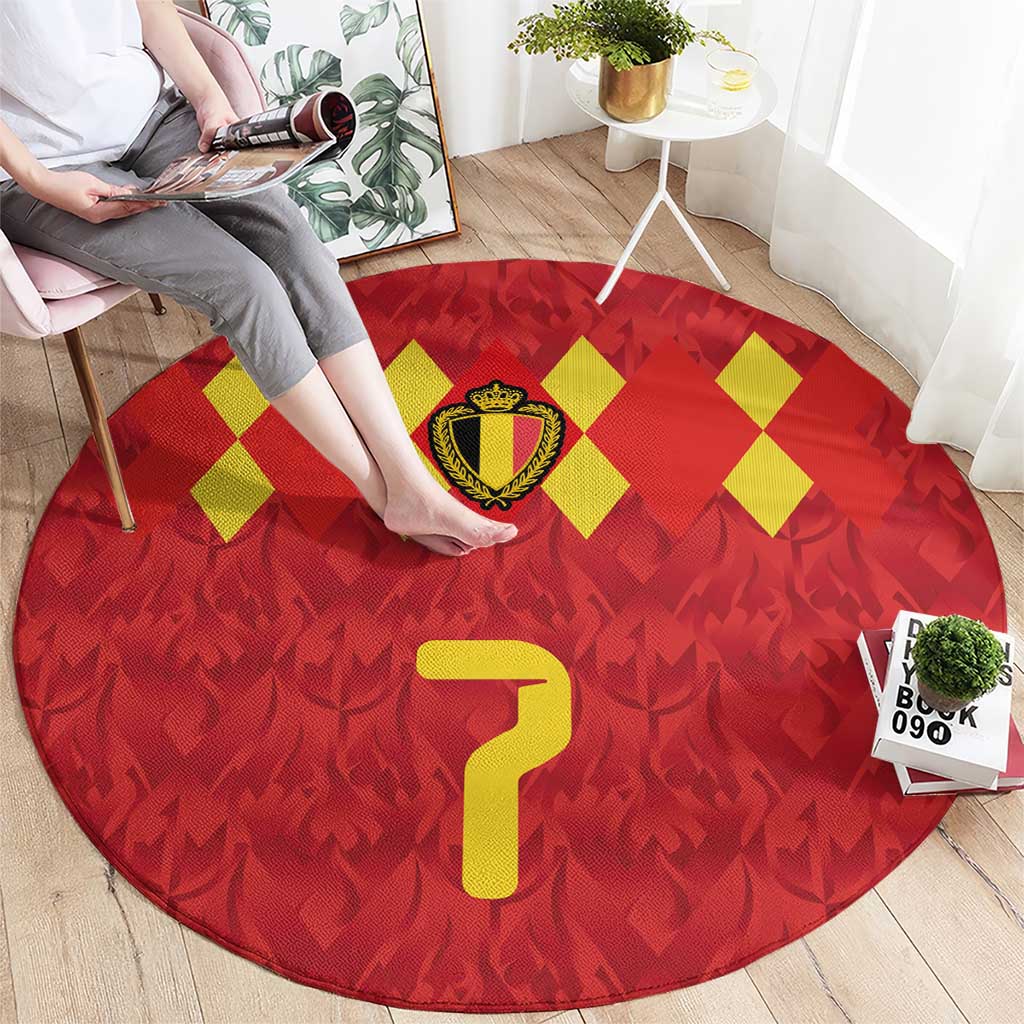 Custom Belgium Football Round Carpet Fiery Devil Motif
