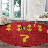 Custom Belgium Football Round Carpet Fiery Devil Motif