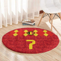 Custom Belgium Football Round Carpet Fiery Devil Motif