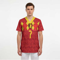 Custom Belgium Football Scrub Top Fiery Devil Motif