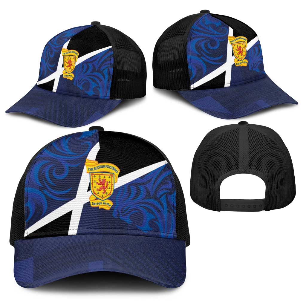 Scottish Football Baseball Net Cap Lion and Tartan Patchwork Pattern